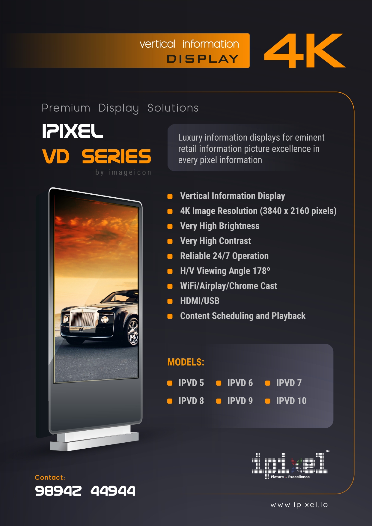 iPixel VD Series vertical information display — product overview